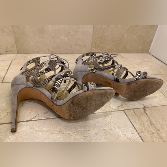 Alexandre Birman python and suede lace up cage high heel sandals - Picture 5 of 6